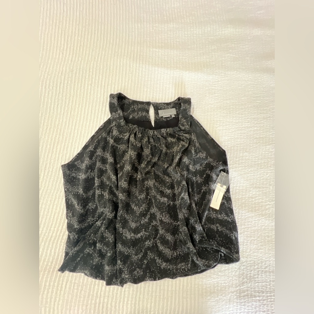 Anthropologie Woven Glitter-Print Halter Top - Black Size M - NWT